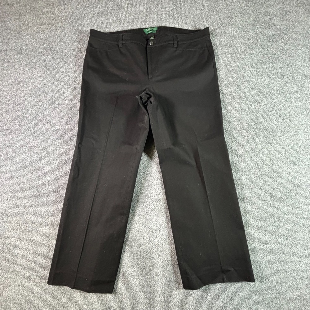 Lauren Ralph Lauren Adelle Dress Pant Womens 16 Black Cotton Straight Stretch